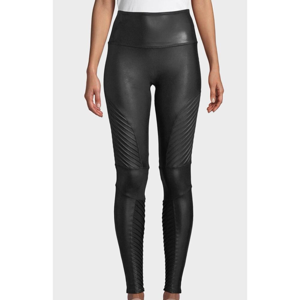SPANX Faux Leather Moto Leggings Black Large